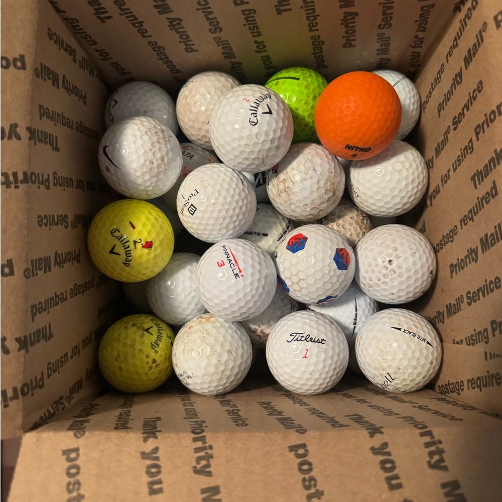 42 Used Golf Balls Titleist, Callaway, Noodle, Slazenger